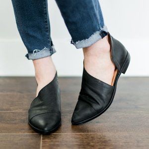 Free People Collection Royale Flat Black Leather Flats